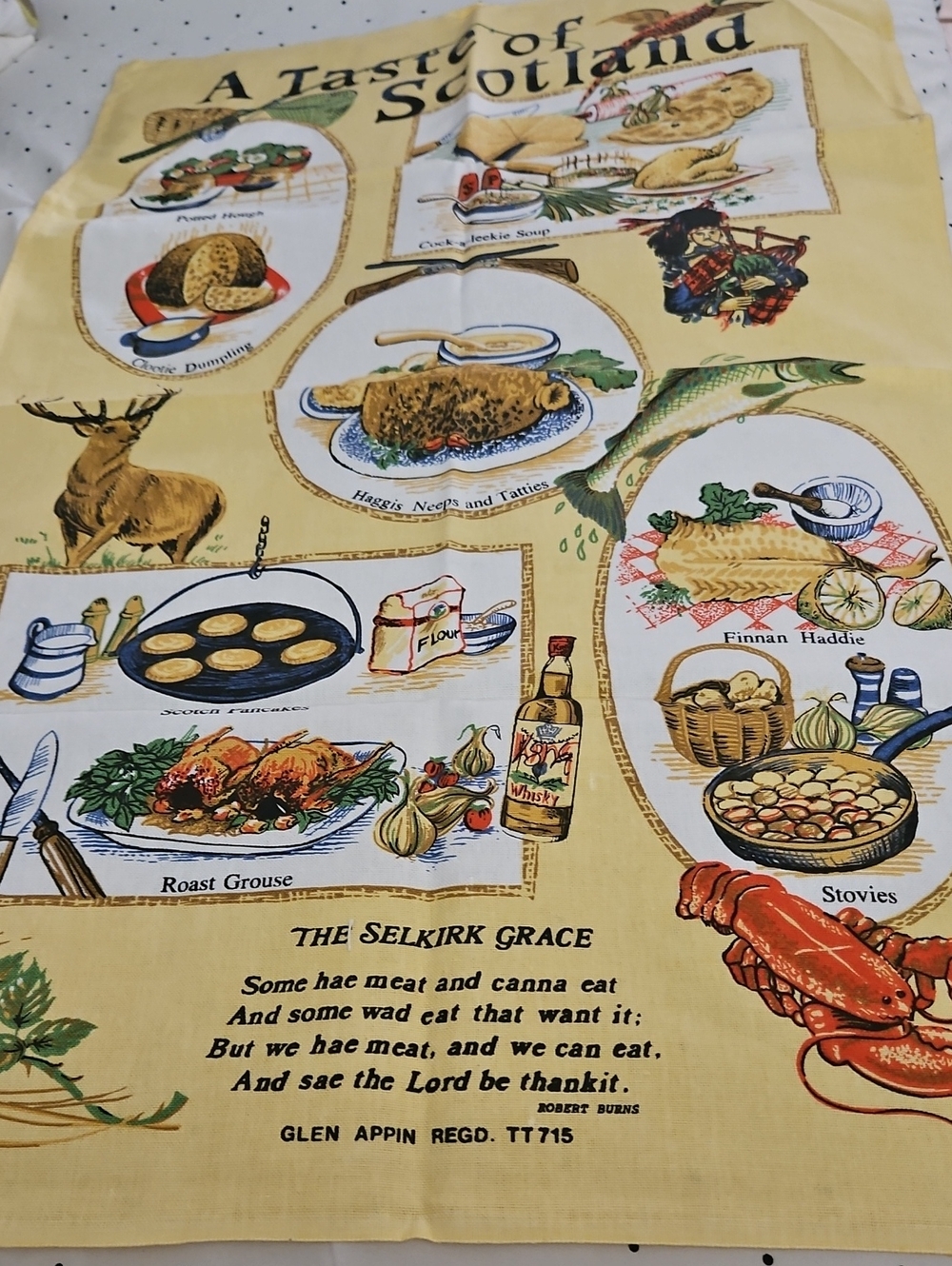Glen Appin A Taste Of Scotland Yellow All Cotton Tea Towel